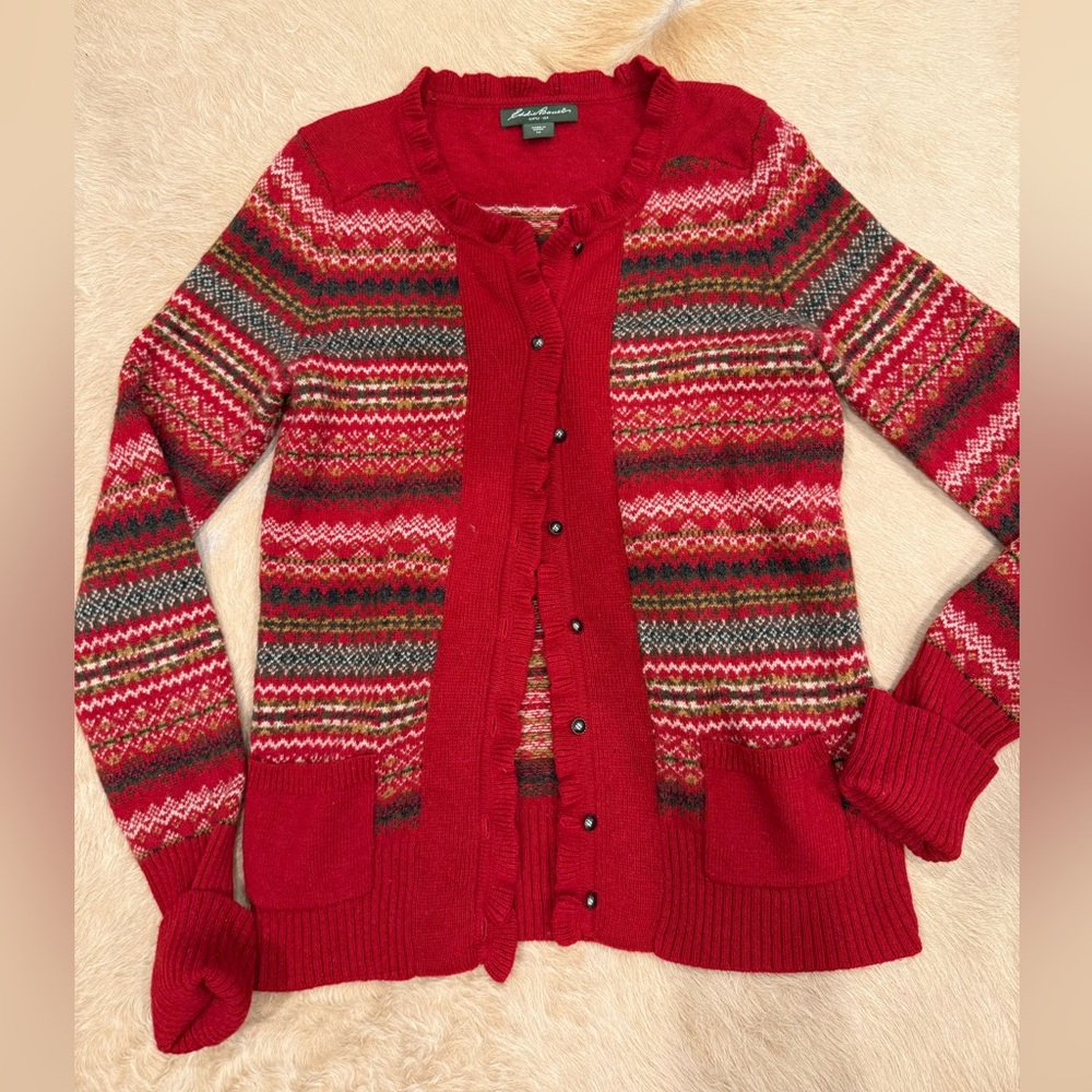 Eddie Bauer wool cardigan with silver metal buttons